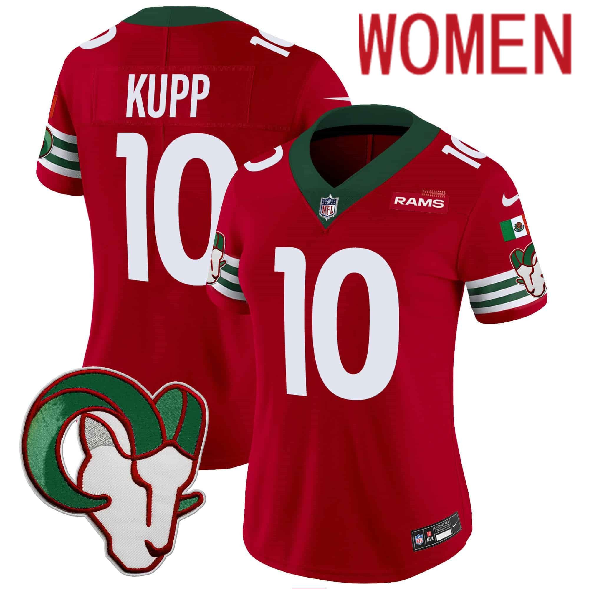 Women Los Angeles Rams #10 Kupp Red 2024 Nike Mexico Vapor Limited NFL Jersey style 1->women nfl jersey->Women Jersey